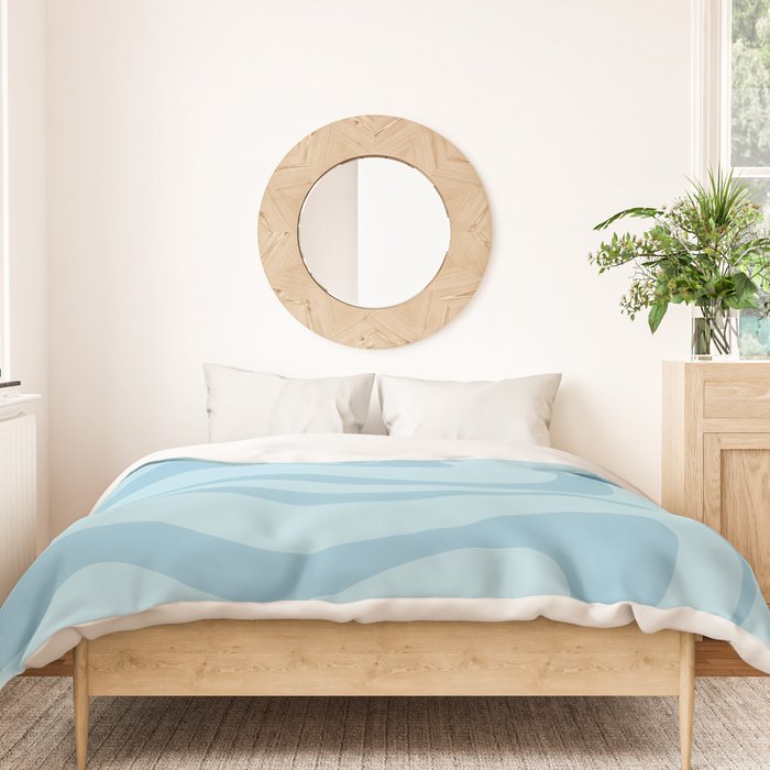 Light Aqua Blue Liquid Swirl Abstract Pattern Square Duvet Cover Gallery Image 3
