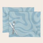 Light Aqua Blue Liquid Swirl Abstract Pattern Square Placemat Gallery Image 1