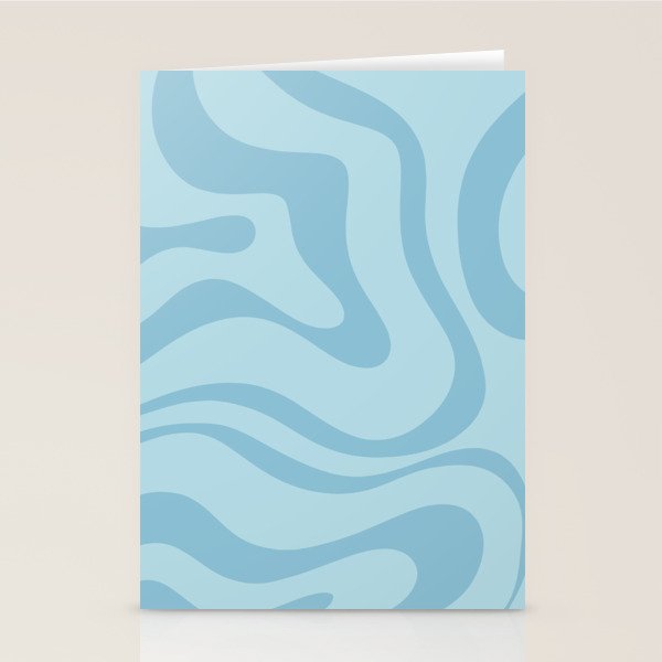 Light Aqua Blue Liquid Swirl Abstract Pattern Square Stationery Card Gallery Image 1