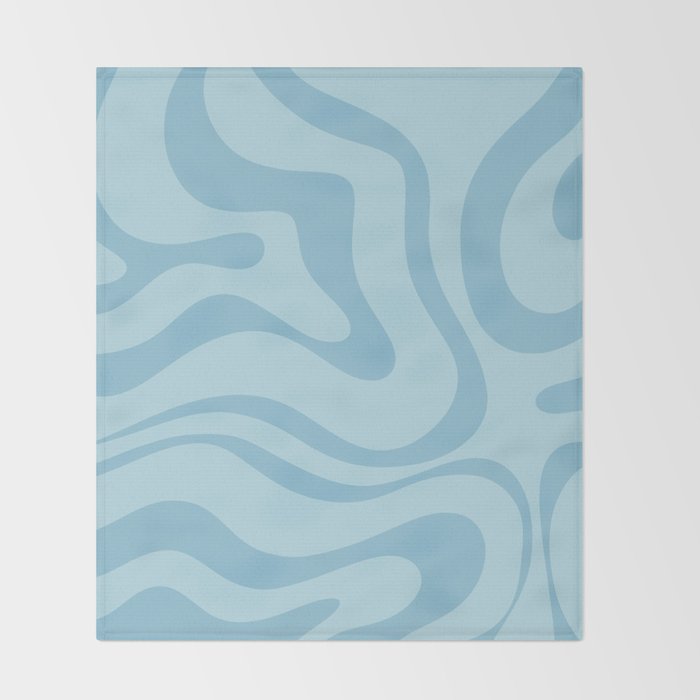 Light Aqua Blue Liquid Swirl Abstract Pattern Square Throw Blanket Gallery Image 2