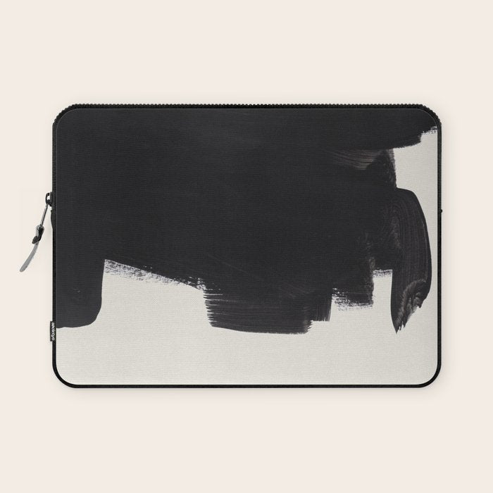Mid Century Modern Minimalist Abstract Art Brush Strokes Black & White Ink Art Colorfield Laptop Sleeve Gallery Image 1