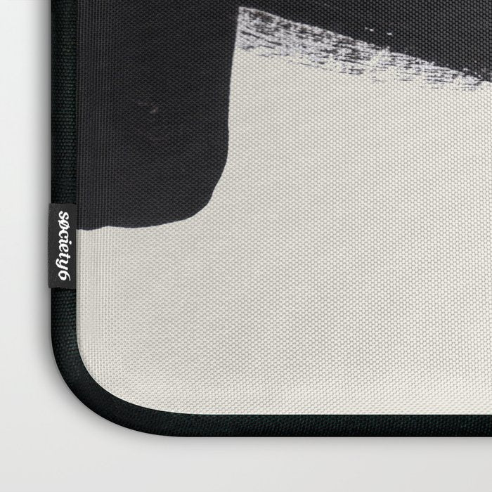 Mid Century Modern Minimalist Abstract Art Brush Strokes Black & White Ink Art Colorfield Laptop Sleeve Gallery Image 3