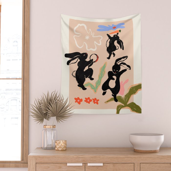 Here Comes The Rabbits Wall Tapestry Gallery Image 2