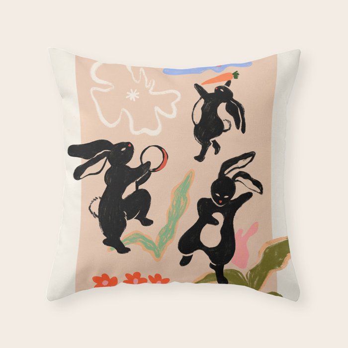 Here Comes The Rabbits Throw Pillow Gallery Image 6