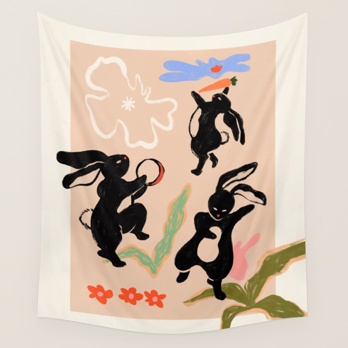 Here Comes The Rabbits Wall Tapestry Gallery Image 4