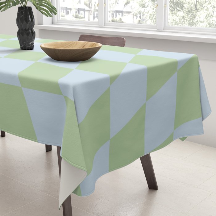 Wavy Soft Sky x Cool Pistachio Tablecloth Gallery Image 3
