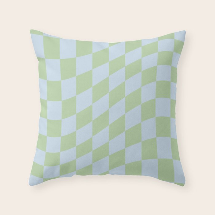Wavy Soft Sky x Cool Pistachio Throw Pillow Gallery Image 6