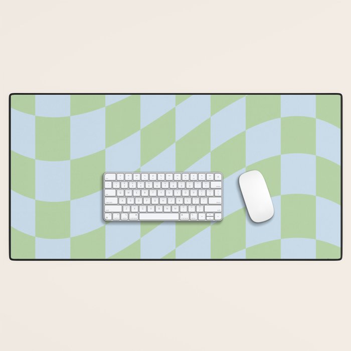 Wavy Soft Sky x Cool Pistachio Desk Mat Gallery Image 1