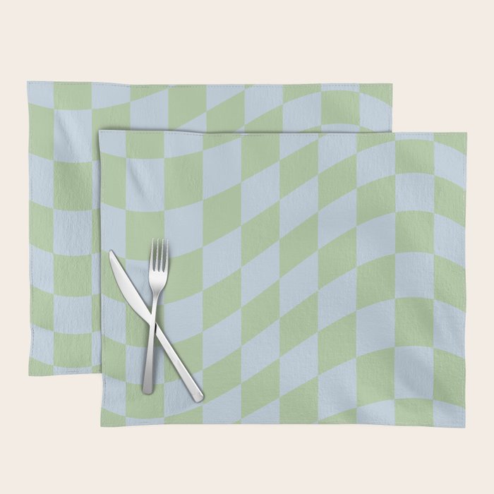 Wavy Soft Sky x Cool Pistachio Placemat Gallery Image 1