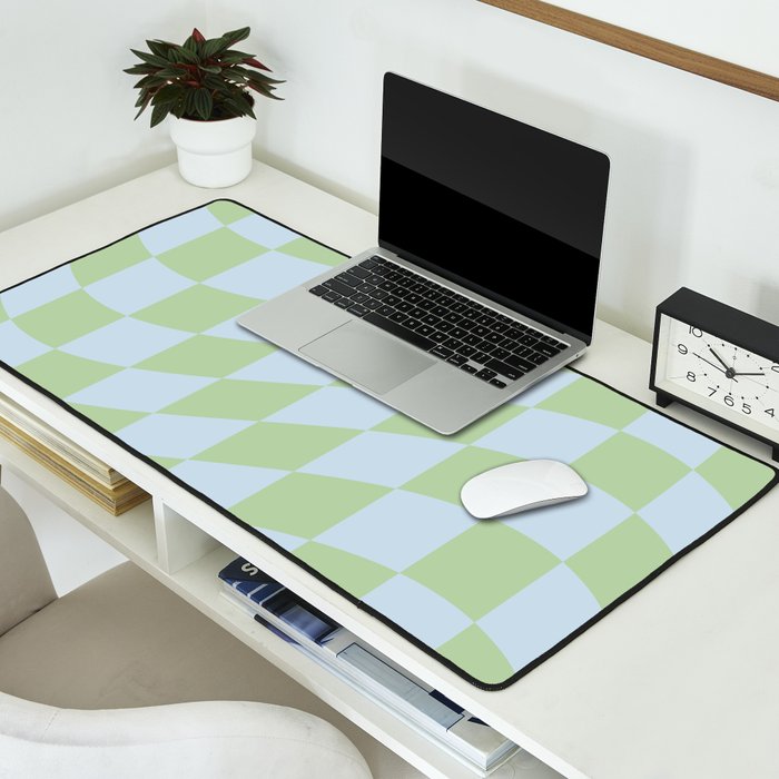 Wavy Soft Sky x Cool Pistachio Desk Mat Gallery Image 2