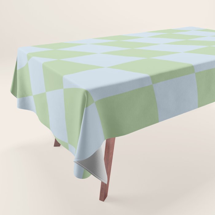 Wavy Soft Sky x Cool Pistachio Tablecloth Gallery Image 1