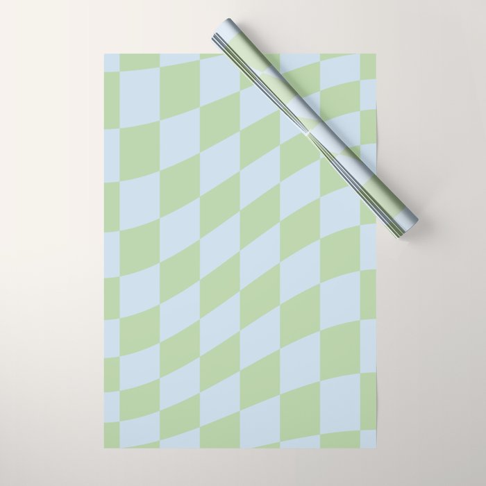 Wavy Soft Sky x Cool Pistachio Wrapping Paper Gallery Image 1
