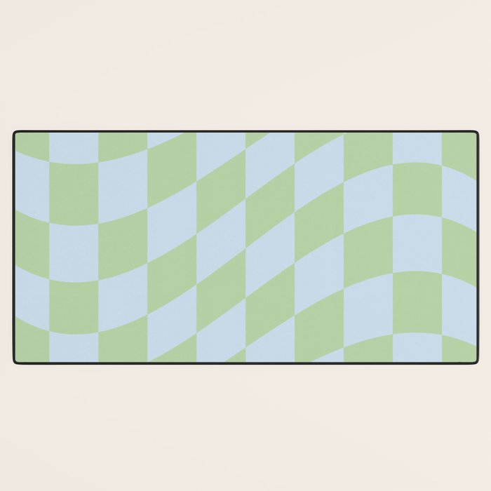 Wavy Soft Sky x Cool Pistachio Desk Mat Gallery Image 3