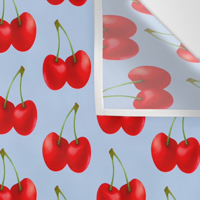 Y2K Cherries - Blue Pattern Large Wall Tapestry Gallery Image 3