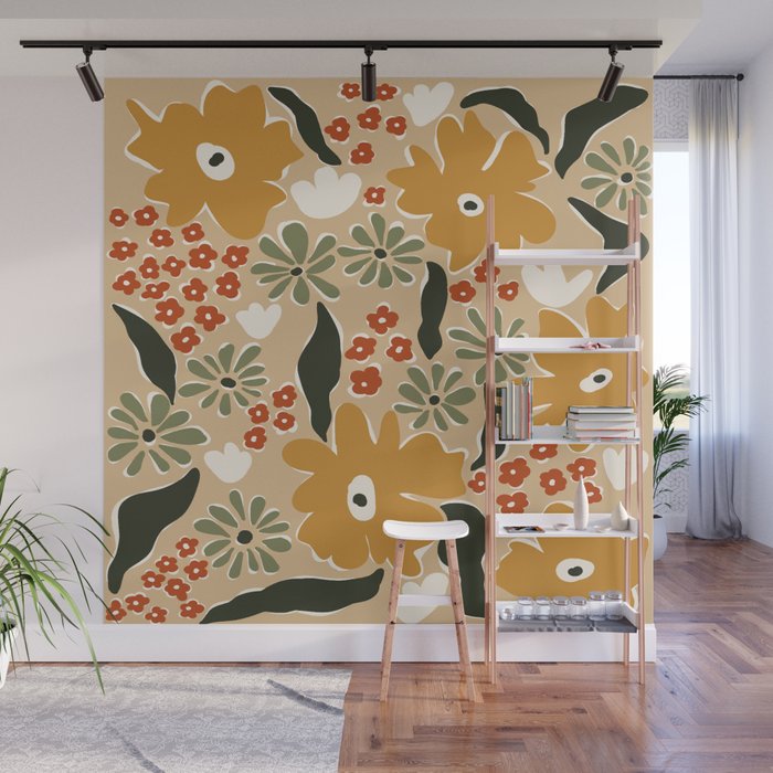 mini mia retro flower  Wall Mural Gallery Image 1