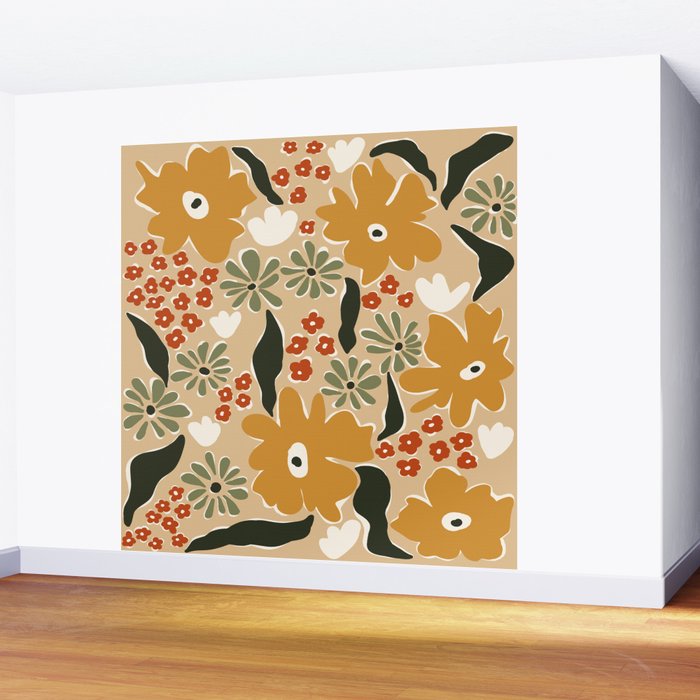 mini mia retro flower  Wall Mural Gallery Image 2