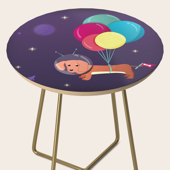 Galaxy Dog with balloons Side Table Gallery Image 2