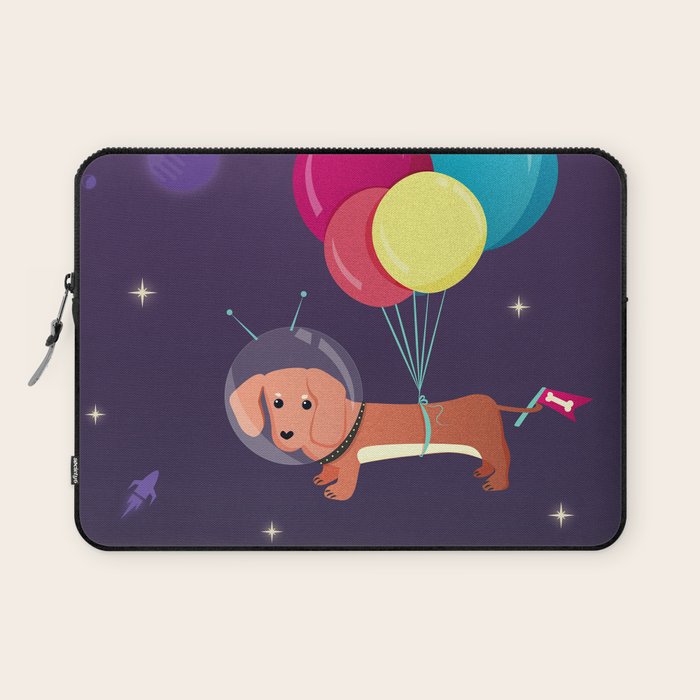 Galaxy Dog with balloons Laptop Sleeve Gallery Image 1