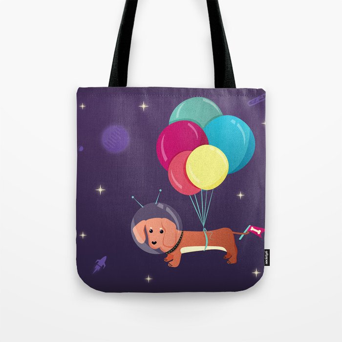 Galaxy Dog with balloons Tote Bag Gallery Image 1