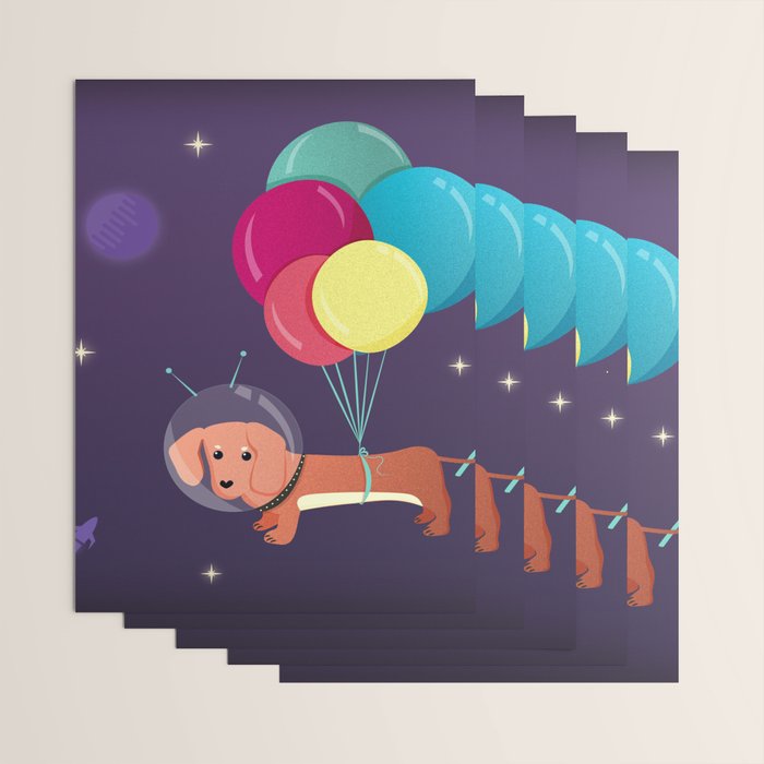 Galaxy Dog with balloons Wrapping Paper Gallery Image 3