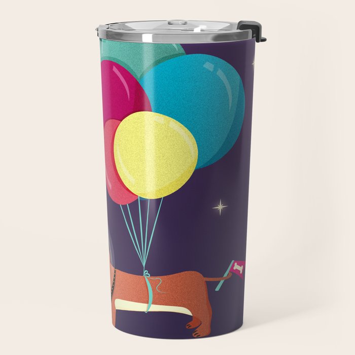 Galaxy Dog with balloons Travel Mug Gallery Image 2