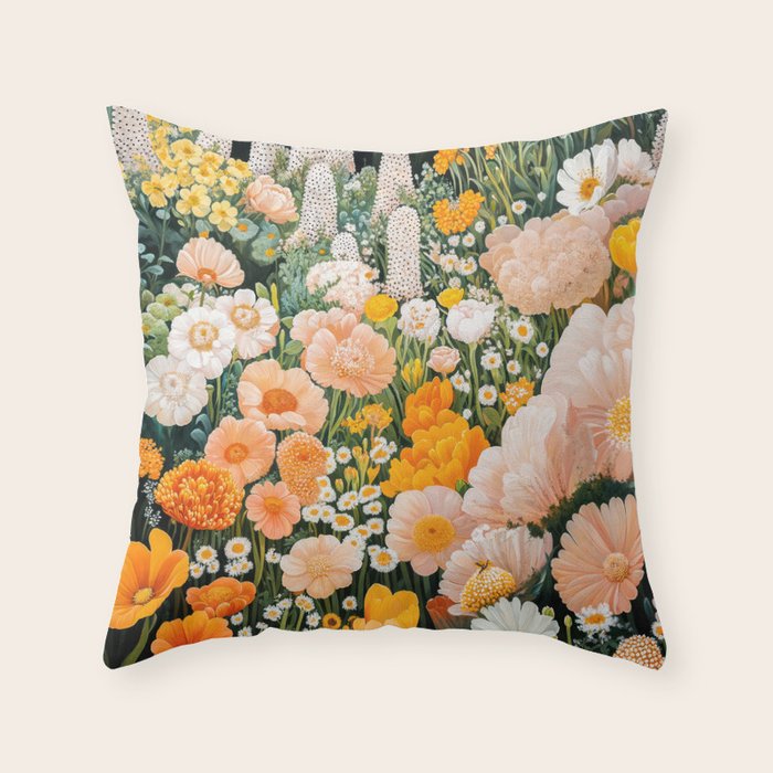 Botanical Art Maximalist Poster Dopamine Decor Japanese Painting Floral Art Flower Print Japandi Art Throw Pillow Gallery Image 6
