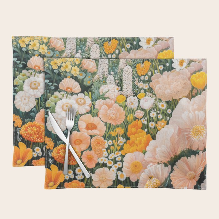 Botanical Art Maximalist Poster Dopamine Decor Japanese Painting Floral Art Flower Print Japandi Art Placemat Gallery Image 1