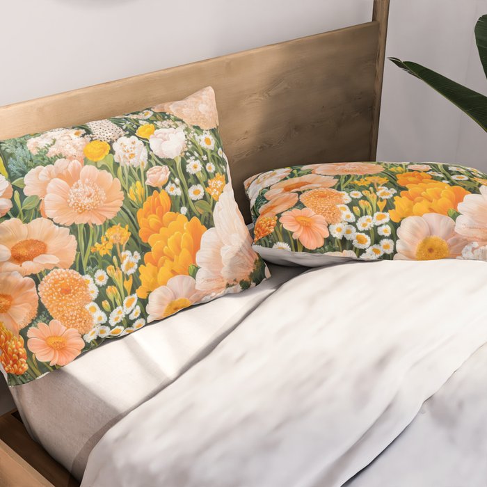 Botanical Art Maximalist Poster Dopamine Decor Japanese Painting Floral Art Flower Print Japandi Art Pillow Sham Gallery Image 2