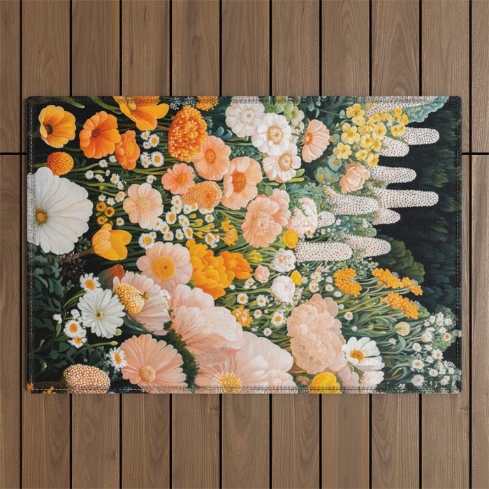 Botanical Art Maximalist Poster Dopamine Decor Japanese Painting Floral Art Flower Print Japandi Art Outdoor Rug Gallery Image 1