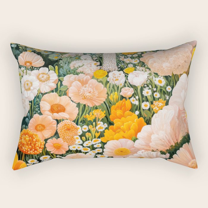 Botanical Art Maximalist Poster Dopamine Decor Japanese Painting Floral Art Flower Print Japandi Art Rectangular Pillow Gallery Image 1