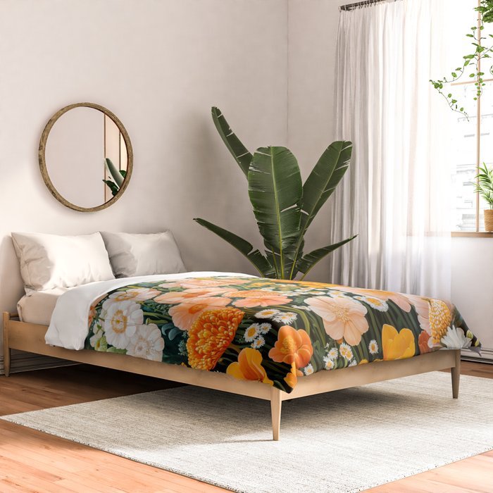 Botanical Art Maximalist Poster Dopamine Decor Japanese Painting Floral Art Flower Print Japandi Art Comforter Gallery Image 2