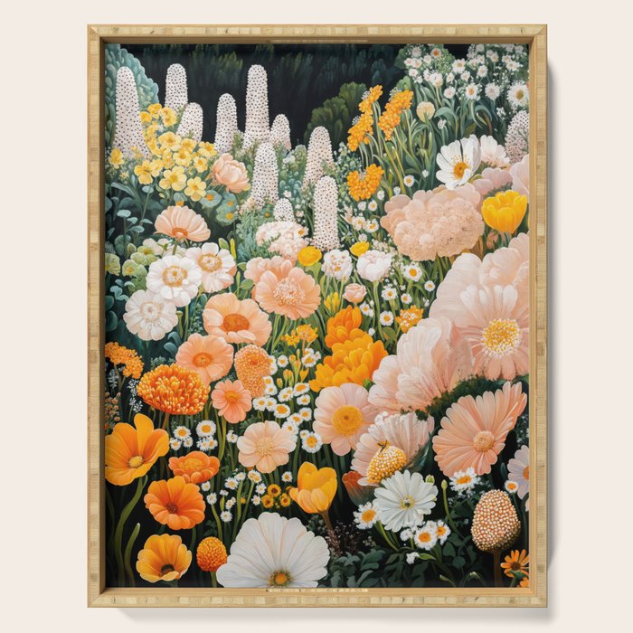 Botanical Art Maximalist Poster Dopamine Decor Japanese Painting Floral Art Flower Print Japandi Art Serving Tray Gallery Image 1