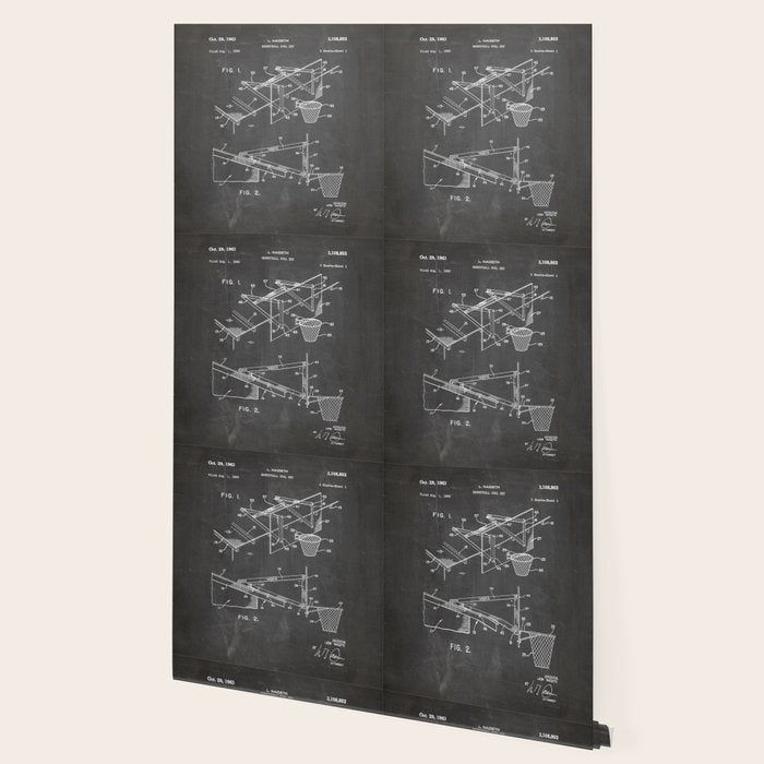 Basketball Patent - Basketball Player Coach Team Art - Black Chalkboard Wallpaper Gallery Image 2