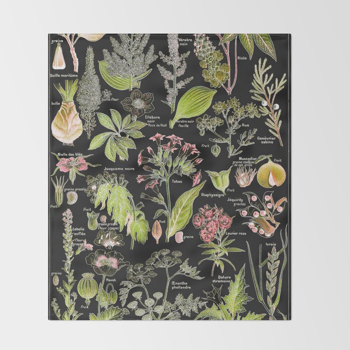 Adolphe Millot - Plantes dangereuses A (dangerous plants A) Throw Blanket Gallery Image 2