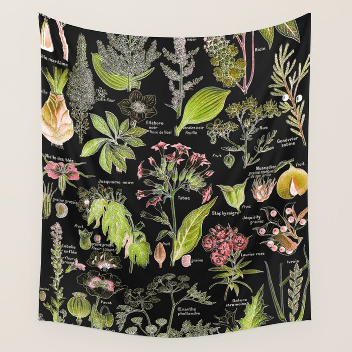 Adolphe Millot - Plantes dangereuses A (dangerous plants A) Wall Tapestry Gallery Image 1