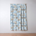 Retro Floral Garden Flower Pattern in Ice Blue Window Curtain Gallery Image 3