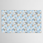 Retro Floral Garden Flower Pattern in Ice Blue Tablecloth Gallery Image 2