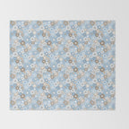 Retro Floral Garden Flower Pattern in Ice Blue Throw Blanket Gallery Image 2