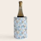 Retro Floral Garden Flower Pattern in Ice Blue Wine Chiller Gallery Image 3