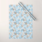 Retro Floral Garden Flower Pattern in Ice Blue Wrapping Paper Gallery Image 1