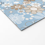 Retro Floral Garden Flower Pattern in Ice Blue Welcome Mat Gallery Image 2