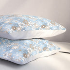 Retro Floral Garden Flower Pattern in Ice Blue Pillow Sham Gallery Image 3