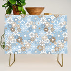 Retro Floral Garden Flower Pattern in Ice Blue Credenza Gallery Image 1