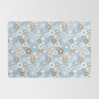 Retro Floral Garden Flower Pattern in Ice Blue Rug Gallery Image 2