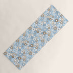 Retro Floral Garden Flower Pattern in Ice Blue Yoga Mat Gallery Image 1