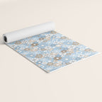Retro Floral Garden Flower Pattern in Ice Blue Yoga Mat Gallery Image 2