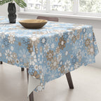 Retro Floral Garden Flower Pattern in Ice Blue Tablecloth Gallery Image 3