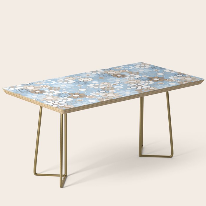 Retro Floral Garden Flower Pattern in Ice Blue Coffee Table Gallery Image 2