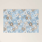 Retro Floral Garden Flower Pattern in Ice Blue Welcome Mat Gallery Image 1