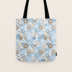 Retro Floral Garden Flower Pattern in Ice Blue Tote Bag Gallery Image 1
